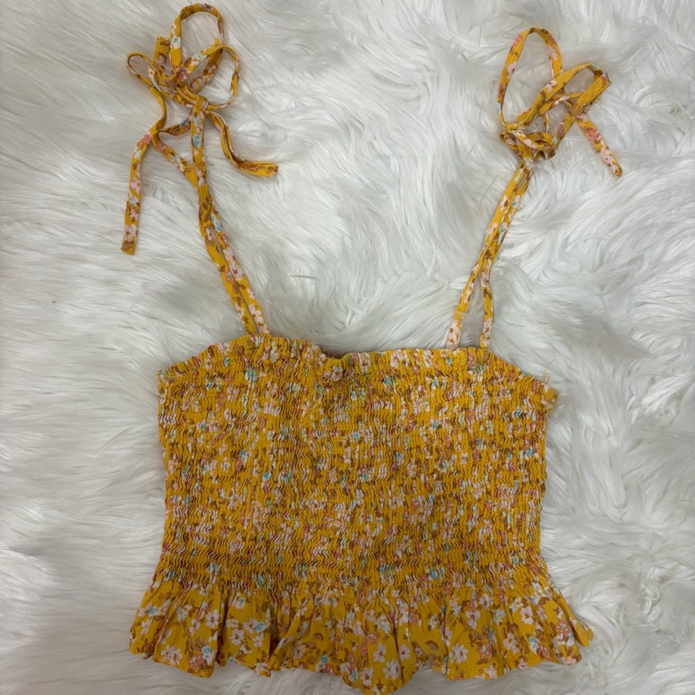 Yellow floral crop top